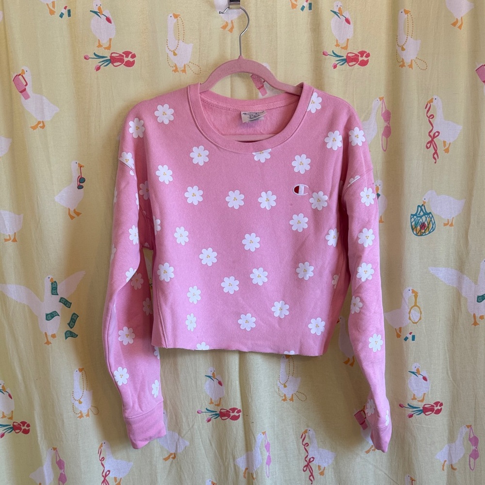 Champion Pink Floral Cropped Sweatshirt